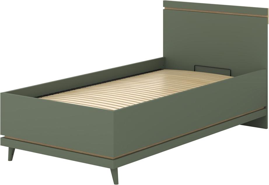 Kinderbett + Lattenrost NOKI - 100x200 cm grün und Holz - Skandinavischer Stil