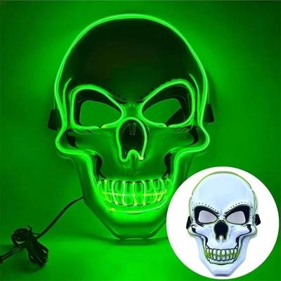 Uplifted Finds Halloween Adult Purification Mask LED Glowing Skull Terror Mask Cold Light green