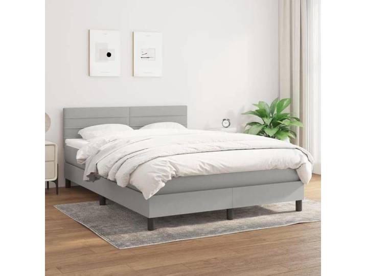 Sommier à lattes de lit avec matelas Gris clair 140x190cm Tissu Confortable