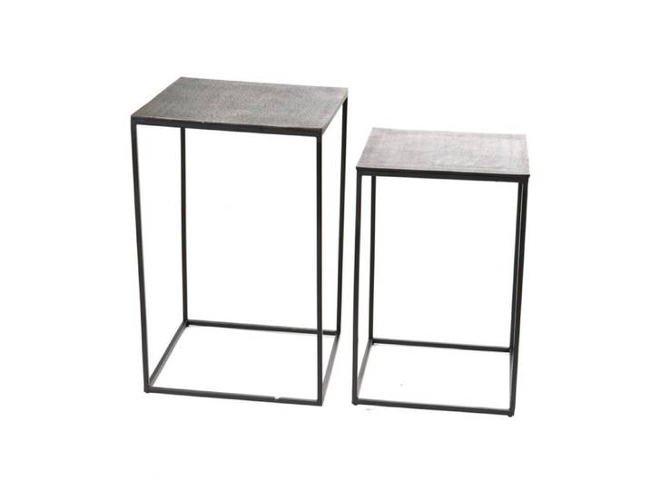 Lot de 2 sellettes carrées en aluminium argenté H70 cm - Amadeus