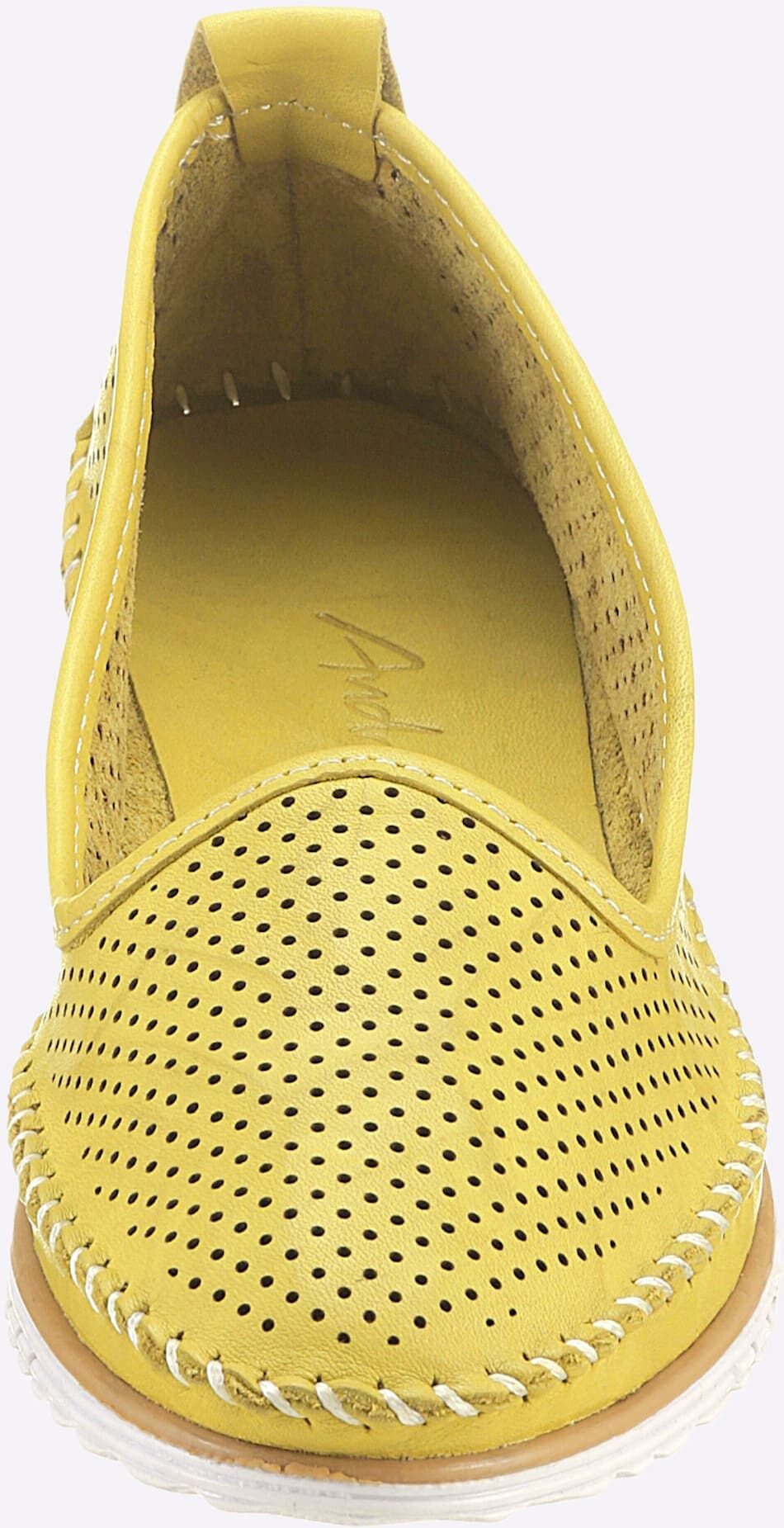 Slipper, Damen, Gr. 37, grün (limone), Leder, Schuhe Slipper limone 37