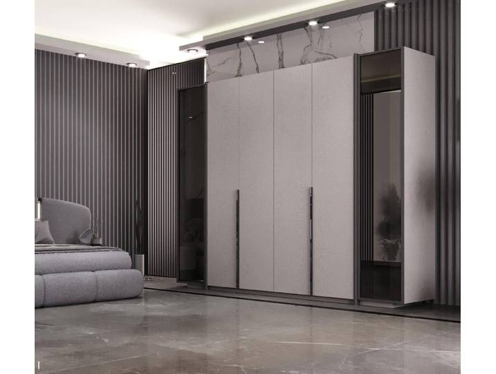 JVmoebel Kleiderschrank Schiebetürenschrank in Grau – Stilvolles Design & Funktionalität