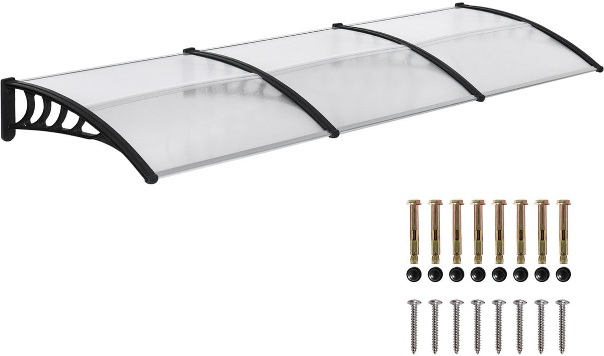 Polycarbonaat deurafdak met aluminium afwerking voor bescherming tegen regen en UV-straling