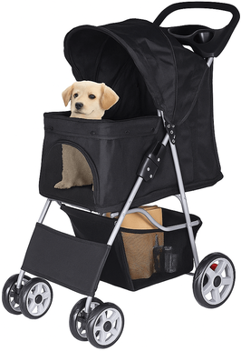 Inspired Finds Foldable 4 Wheel Pet Stroller With Cup Holder Lightweight Travel Carrier For Small Dogs & Cats Foldable 4 Wheel Pet Stroller With Cup Holder Lightweight Travel Carrier For Small Dogs & Cats