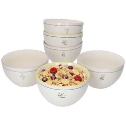 Jardin 6er Set Müslischalen 500ml Ø13,3cm Keramik Blumen gelb lila rosa Bowl