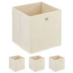 Relaxdays Cremefarbene Aufbewahrungsbox im 4er Set Creme,Silber