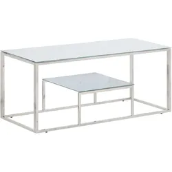 vidaXL Couchtisch Silbern Edelstahl und Hartglas