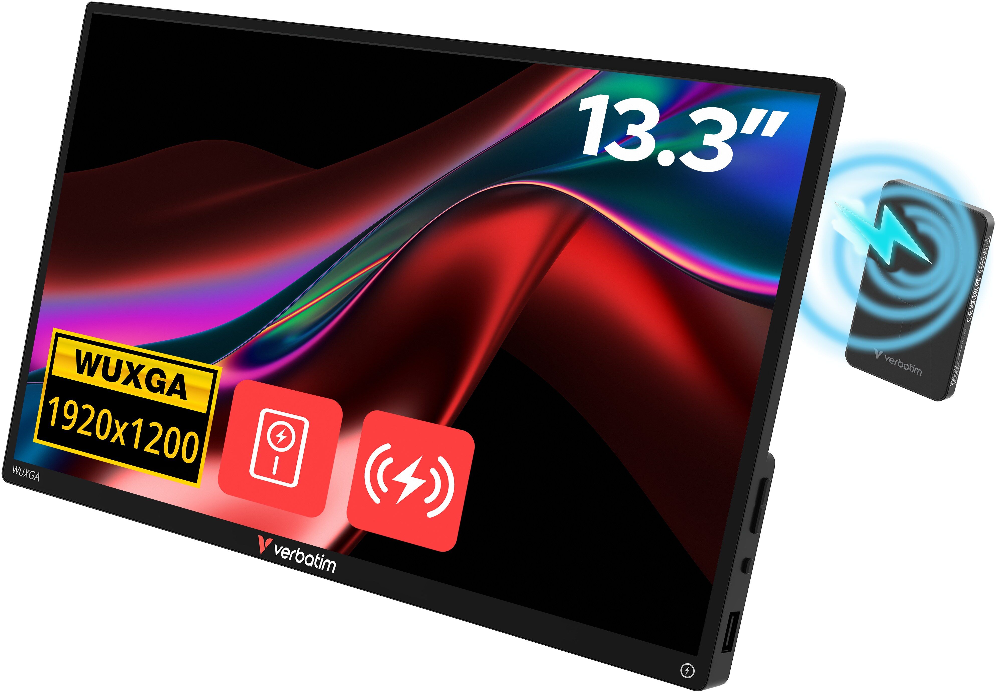 Verbatim Portable Touchscreen Monitor 13.3" WUXGA Resolution & Wireless Power Supply