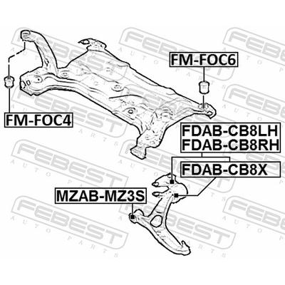 FEBEST Lagerung, Lenker FDAB-CB8X Vorderachse für Ford
