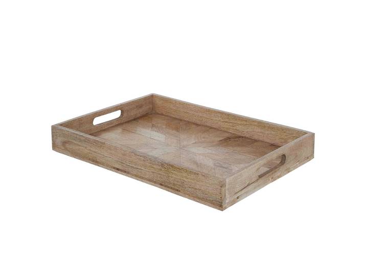 Dekotablett Intarsien 31 x 5 x 46cm Braun/Braun