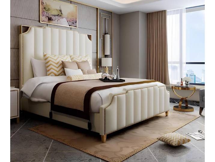 Xlmoebel Polsterbett Luxuriöses Leder-Doppelbett für höchsten Schlafkomfort (Doppelbett, 1-tlg., Bett), Hergestellt in Europa