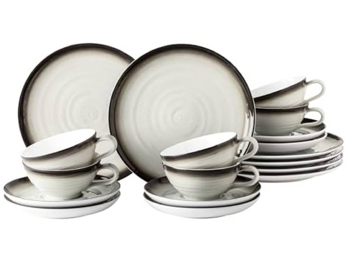 Seltmann Weiden Teeservice 18-teilig klein, Terra Corso, Rillen