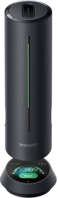 Insta360 Wave noir Haut-parleur de conférence Bluetooth qui combine audio 360°, transcription via l'IA et fixation de caméra Link 2, idéal pour des