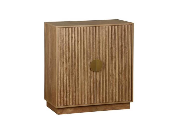 sweeek - Buffet exotique décor bois de manguier rainuré 2 portes 80cm CELIAN
