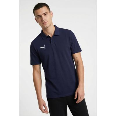Poloshirt PUMA "TEAMGOAL CASUALS POLO", Herren, Gr. XXL, blau (puma navy, puma weiß), Piqué, Obermaterial: 100% Baumwolle, unifarben, regular fit normal, V-Ausschnitt, Shirts, Regular fit Passform, Kurzarm-Design, für Sport, 3-Knopf-Form