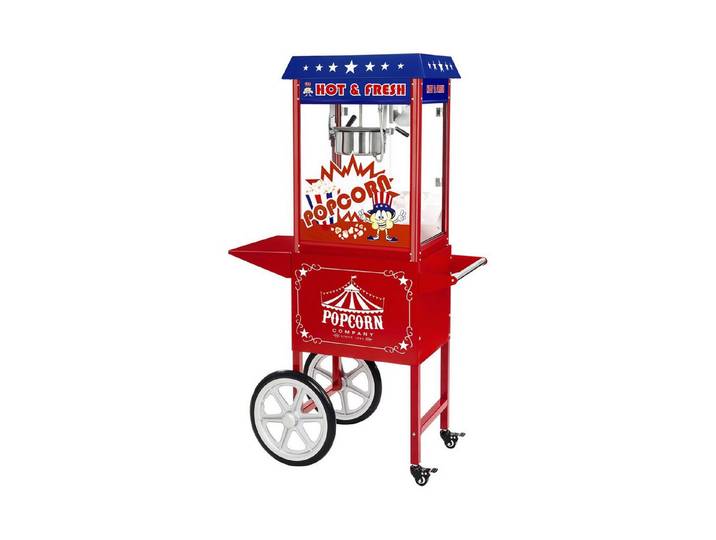 Royal Catering Popcornmaschine 5 kg/h Popcornautomat mit Wagen Popcorn Maker 1500 W USA-Design Profi