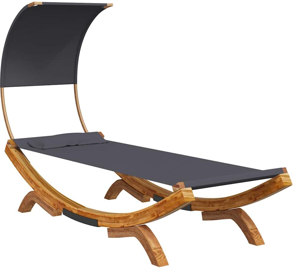vidaXL Lit repos et auvent 100x200x126 cm Bois courbé Anthracite