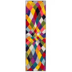 Mehrfarbiger Hochdichter Teppich mit Jute-Rücken `Meon Karl`. 66x230 cm | Kadima Design