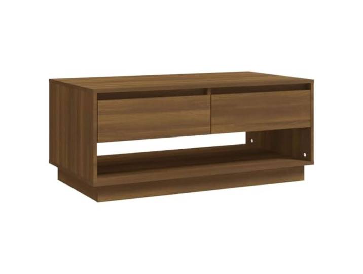Favemtsl Couchtisch mit Schubladen Braune Eichen-Optik 102,5x55x44 cm Moderner Wohnzimmertisch in brauner Eichen-Optik mit praktischem Stauraum durch Schubladen für Zeitungen und Snacks.
