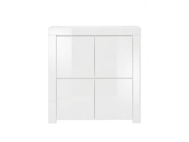 Mid.you Highboard, Weiß Hochglanz, 3 Fächer, 120x140x50 cm, Wohnzimmer, Kommoden & Sideboards, Highboards