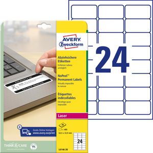 Zweckform L6146-20 Sicherheits-Etiketten 63.5x33.9, 480 Stück
