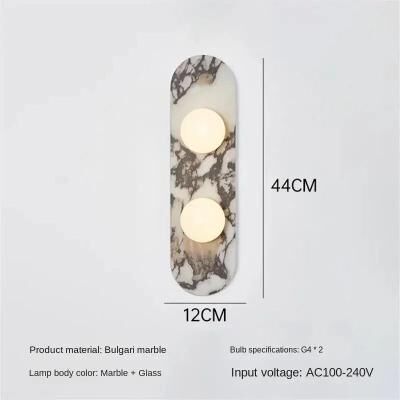 Uplift Picks Luxury Natural Marble Wall Lamp White Glass LED Sconce 44 Cm warm White