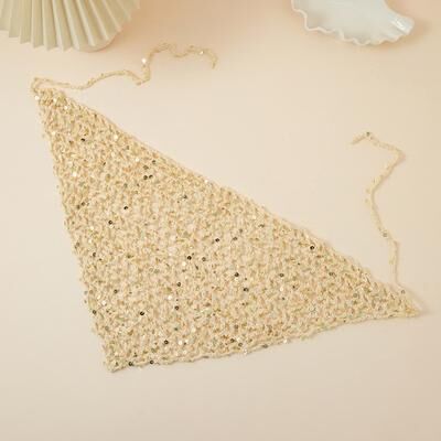 Fashion Sheath Glitter Boho Headscarf: Sexy Triangle Hair Accessory & Festival Bandana beige