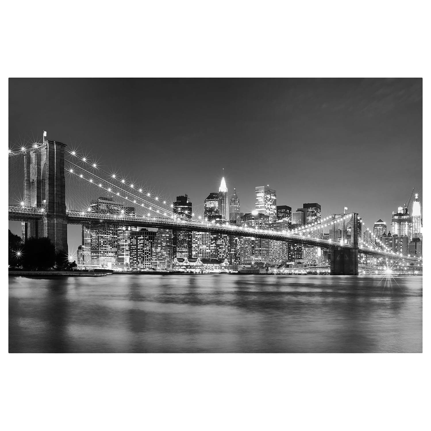 home24 Memoboard Nighttime Manhattan Bridge II, beige, 90 x 60 cm
