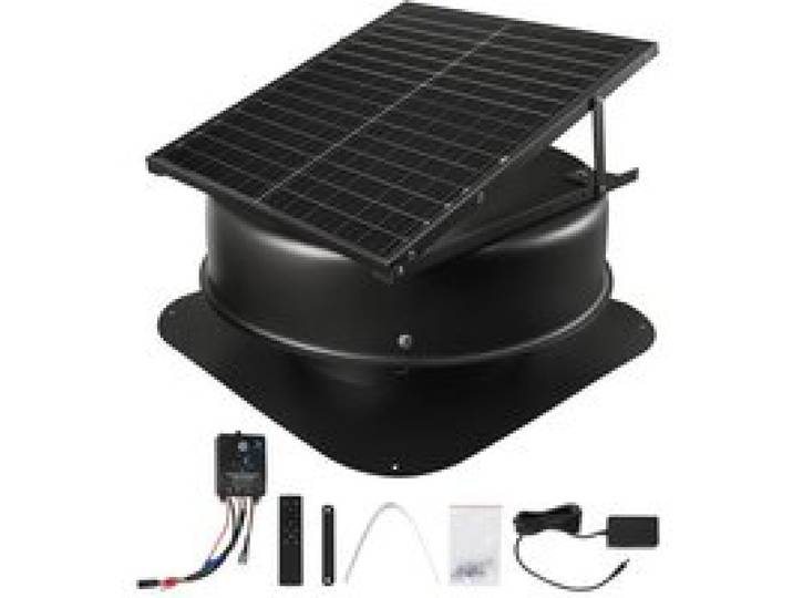Ventilateur Extraction de Toit Solaire-VEVOR-50 W-avec Thermostat Intelligent-Télécommande-Flux dAir 3000 CFM