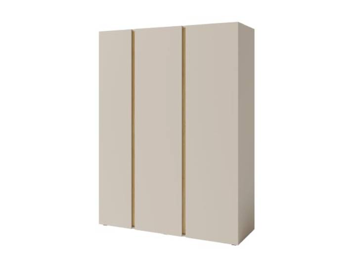 Kleiderschrank LICO 3-türig mit 8 Regalböden, 2 Kleiderstangen, Beige Sand wählbar in Sandbeige oder Eukalyptus, Breite: 145 cm