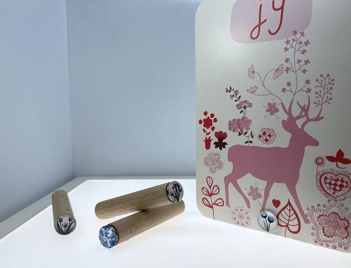 High5wood Kaartpin Aqua Tulips Kaarthouder set van 4 stuks voor 4 kaarten of foto's