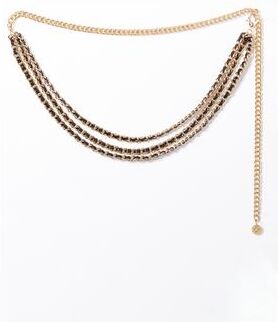 Women's Faux Leather Gold Chain Belt by Accessories For All in Gold (Size L)