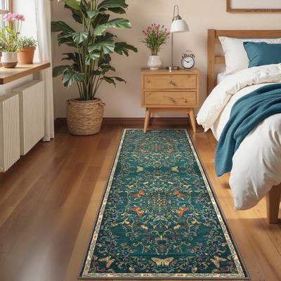 Garvee Vintage Butterfly Floral Washable Area Rug