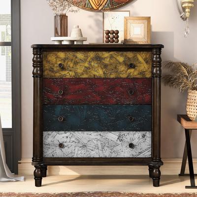 Ostweer Farmhouse Chest of Drawers Tall Dresser, File Cabinet Storage Closet Decorative Cabinet for Living Room