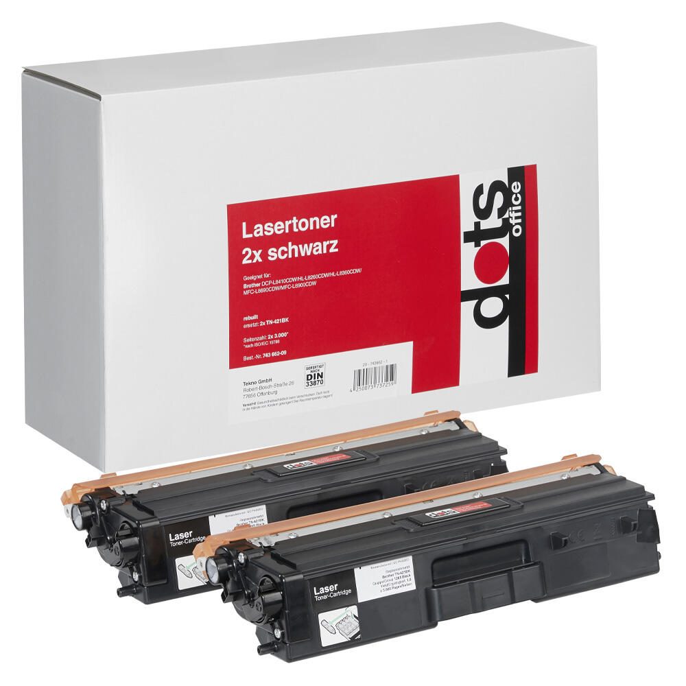 dots Toner kompatibel zu brother TN-421BK, 2er-Set schwarz 1265,0021-DOTS