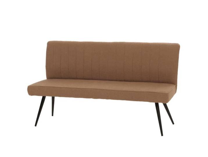 Banquette HWC-K16 banquette de salle à manger banquette rembourrée dossier tissu/textile bouclé métal 160cm ~ brun