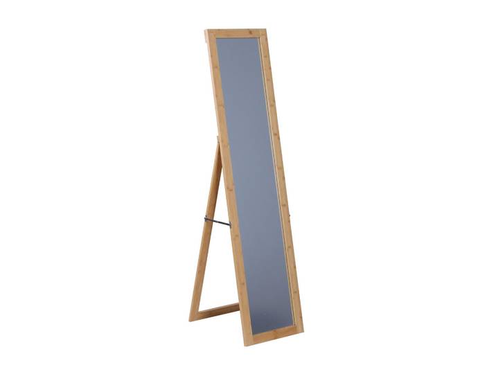 Relaxdays Spiegel Natur Bambusrahmen 155x37 cm, Hellbraun, Glas, Holz, 37x155x3.5 cm, Spiegel, Standspiegel