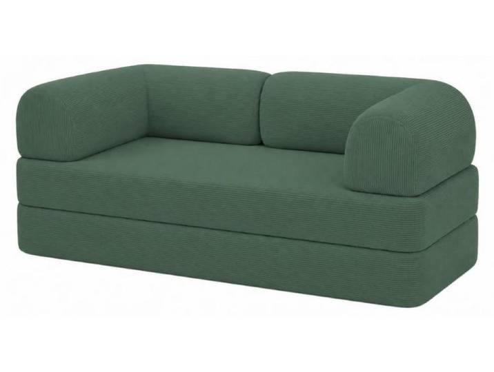 Canapé lit compressé modulable en velours côtelé BANANAIR 90x180 cm vert