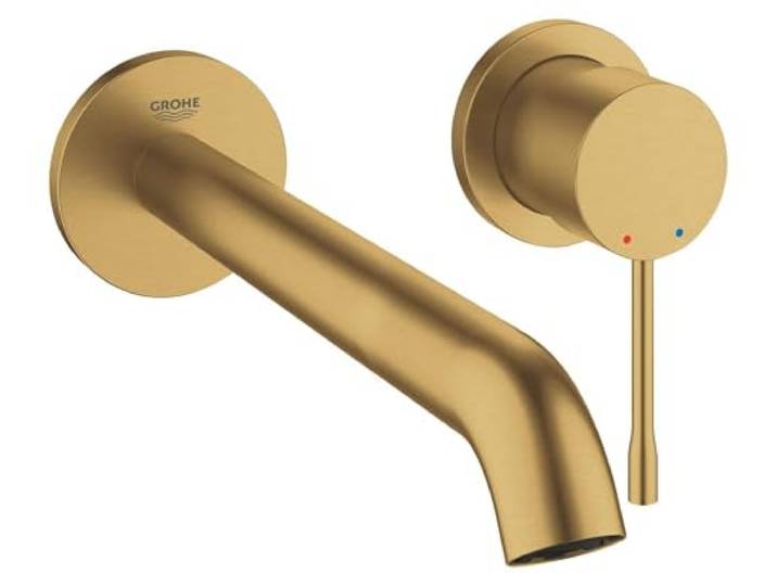 GROHE Essence\, mitigeur lavabo\, montage 2 trous\, extrémité de bec mobile Jet d'eau orientable individuellement\, cartouche céramique incluse\, montage facile (or\, 19967GN1)