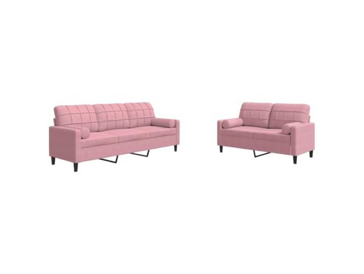 RJPLMFV Sofa Samt Rosa 2-teilig mit Kissen Robuster Metallrahmen, gepolsterte Sitzfläche, modernes Design, komfortabel