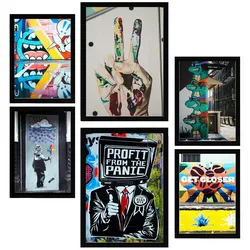 POSTER Set Mit 6 Graffiti Straßenkunst A3 & A4 Schwarzer Rahmen