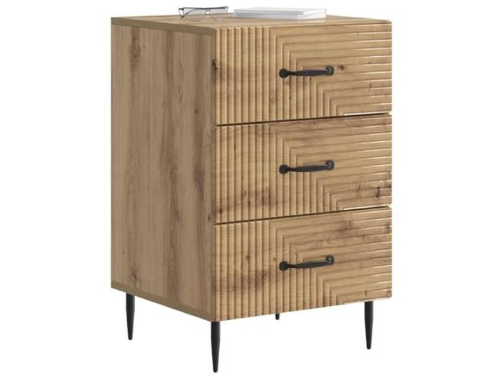 KTHLBRH Nachttisch Eiche Handwerk 43 x 41 x 66,5 cm Technisches Holz, 3 Schubladen, einfache Montage, großer Stauraum, Schlafzimmer