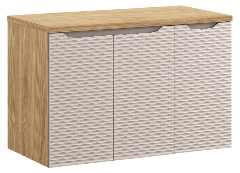 Badezimmer-Set YOKA beige: Unterschrank mit Schränken 90 cm + Waschtischplatte