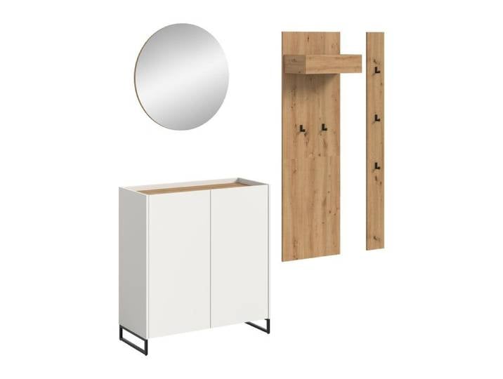 [en.casa] Ensemble de meubles d'entrée Drive blanc et chêne artisan