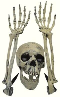 Uplifted Finds Halloween Ground Stake Skeleton Bone Set With Skull Head & Hands 2 Hands And 1 Head