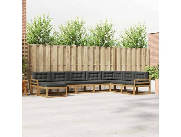 RJPLMFV Ecksofa für den Außenbereich, 8-teilig, Akazienholz Massiver Akazienholz, Slatted Backrest, Fixed Frame, Rüstungen,