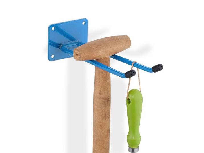 Relaxdays 10x Blauer Gerätehalter aus Stahl