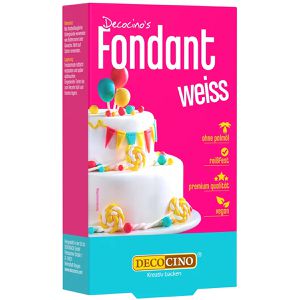 Decocino Fondant Roll-, Dekor- & Modellierfondant, reißfest, weiß, vegan und laktosefrei, ohne Palmöl, 250 g