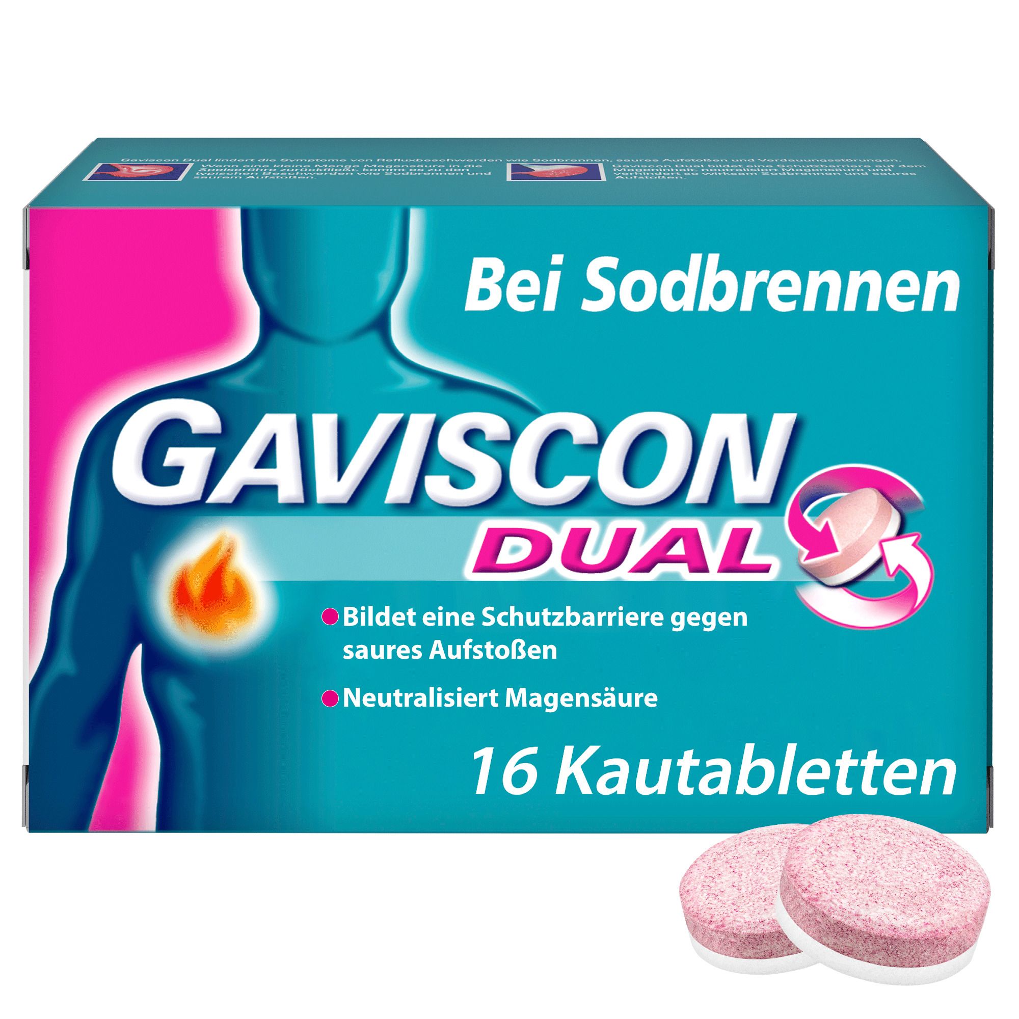 Gaviscon Dual 250mg/106,5mg/187,5mg Kautabletten 16 St