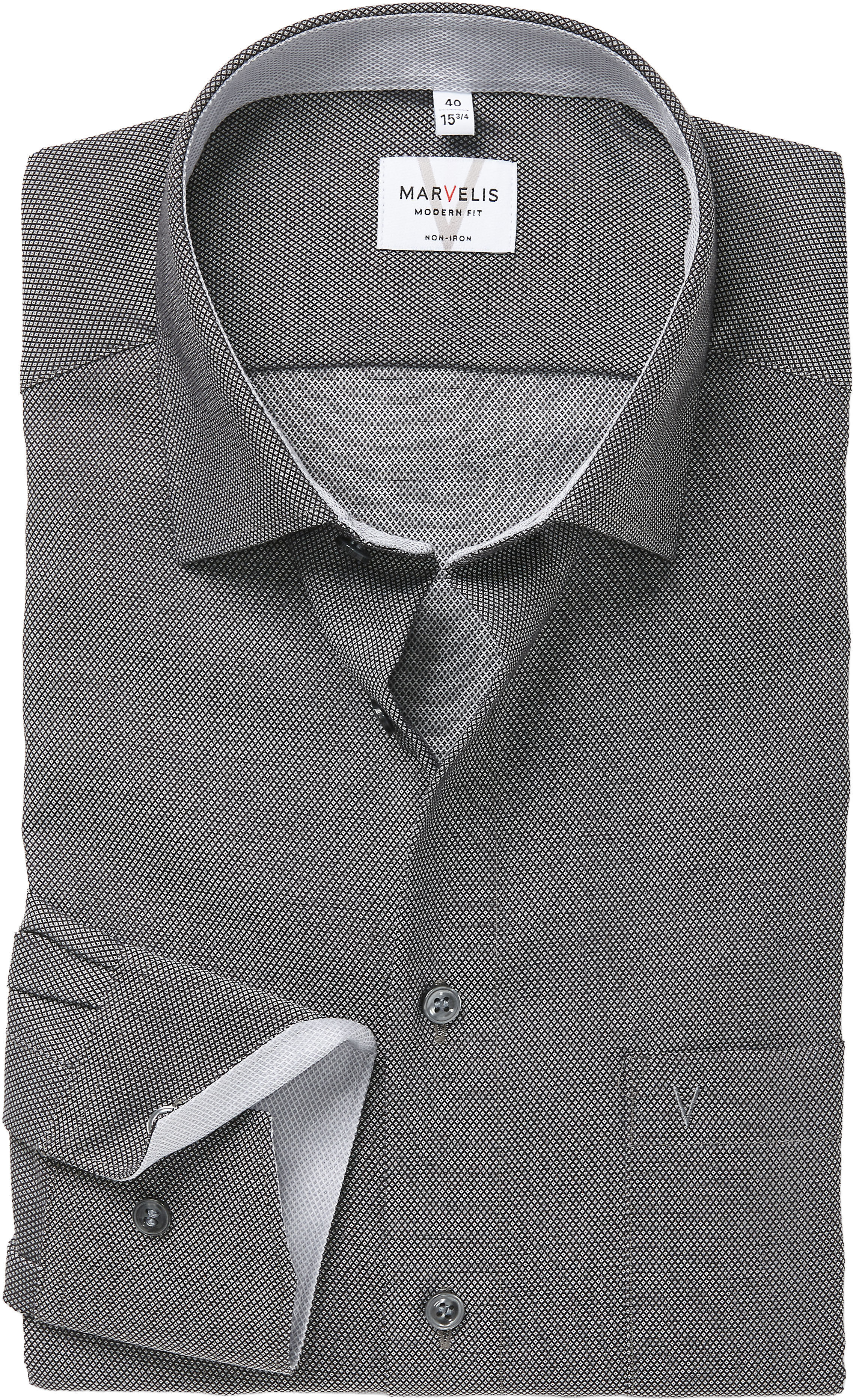 Langarmhemd MARVELIS, Herren, Gr. 39, N-Gr, schwarz, Web, Obermaterial: 100% Baumwolle, normal, Manschette, Hemden Langarmhemd, Businesshemd, modern fit, bügelfrei